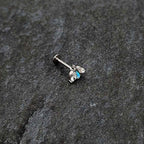 16G 5/16 White Synthetic Opal Flower Labret Monroe Tragus
