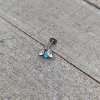 16G 5/16 White Synthetic Opal Flower Labret Monroe Tragus