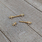 14G 9/16 Clear Gem Gold Tone Flying Dragonfly Nipple Ring Set