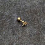 16G 1/4 Clear Gem Gold Tone Flying Dragonfly Cartilage Earring
