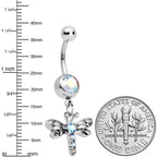 Aurora Gem Ornate Dragonfly Dangle Belly Ring