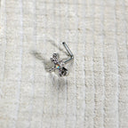 20G 7mm Aurora Gem Ornate Dragonfly L Shape Nose Ring