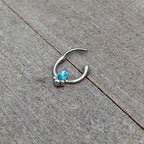 16G 5/16 Blue Gem Deco Oval Cartilage Clicker