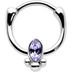 16G 5/16 Purple Gem Deco Oval Cartilage Clicker
