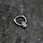 16G 5/16 Purple Gem Deco Oval Cartilage Clicker