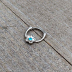 16G 5/16 Blue Gem Sweetheart Flower Cartilage Clicker