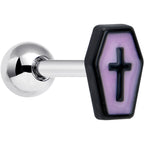 16G 1/4 Creepy Coffin Lt Purple Glow in Dark Cartilage Earring