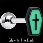 16G 1/4 Creepy Coffin Lt Purple Glow in Dark Cartilage Earring