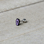 16G 1/4 Creepy Coffin Lt Purple Glow in Dark Cartilage Earring