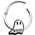 16G 3/8 White Ghost Glow in the Dark Halloween Hinged Segment Ring