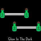 14G 9/16 Poison Green Bottle Glow in Dark Barbell Nipple Ring Set