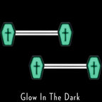 14G 9/16 Creepy Coffin Lt Purple Glow in the Dark Nipple Ring Set