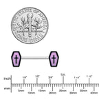 14G 9/16 Creepy Coffin Lt Purple Glow in the Dark Nipple Ring Set