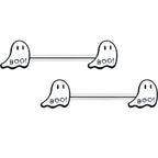 14G 9/16 Halloween Ghost Glow in the Dark Barbell Nipple Ring Set