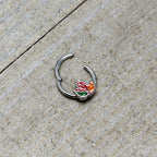 16G 5/16 Tricolor Red Autumn Maple Leaf Hinged Segment Ring