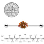 14G Cute Colorful Turkey Thanksgiving Industrial Barbell 38mm