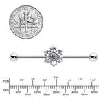 14G Clear Gem Filigree Winter Snowflake Industrial Barbell 38mm