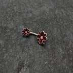 Aurora Gem Poinsettia Flower Festive Double Mount Belly Ring
