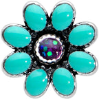 16G 5/16 Blue Gem Flower Teal Petals Labret Monroe Tragus
