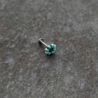 16G 5/16 Blue Gem Flower Teal Petals Labret Monroe Tragus