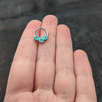 16G 3/8 Blue Gem Flower Trio Teal Petals Hinged Segment Ring