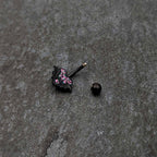 Black Bat Heart Halloween Pink Green Belly Ring
