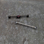 14G Black Bat Heart Halloween Clear Industrial Barbell 38mm Set of 2
