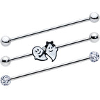 14G Black Tie Ghosts Glow in Dark Industrial Barbell 38mm Set of 3