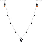 14G 9/16 Pumpkin Black Cat Moon Bats Dangle Halloween Nipple Chain
