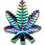 20G 1/4 Rainbow Anodized Texture Pot Leaf L Shape Nose Ring