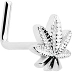 20G 1/4 Texture Pot Leaf L Shape Nose Ring