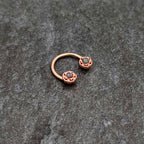 16G 3/8 Purple Tourmaline Rose Gold Tone Flower Circular Barbell