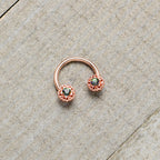 16G 3/8 Purple Tourmaline Rose Gold Tone Flower Circular Barbell