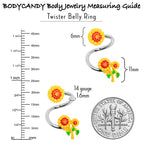 Happy Sunflower Trio Spiral Twister Belly Ring