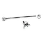 14G Purple Yellow Gem Dragonfly Industrial Barbell 38mm