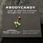 Blue Purple Gem Gold Tone Tropic Fan Belly Ring