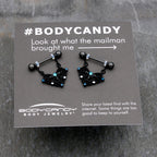 14G 9/16 Blue Gem Black Lacy Rhombus Dangle Nipple Ring Set