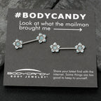 14G 9/16 Blue Clear Gem Opulent Flowers Barbell Nipple Ring Set