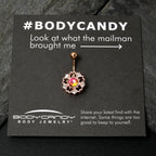 Dark Aurora Gem Rose Gold Tone Filigree Flower Belly Ring