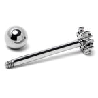 Pink Clear Gem Stylish Snowflake Barbell Tongue Ring