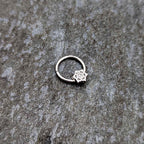 16G 3/8 Clear Gem Filigree Winter Snowflake Hinged Segment Ring