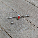 14G Happy Christmas Stocking Red Green Industrial Barbell 38mm