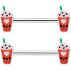 14G 9/16 Sweet Pumpkin Frappe Autumn Barbell Nipple Ring Set