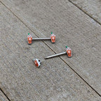 14G 9/16 Sweet Pumpkin Frappe Autumn Barbell Nipple Ring Set