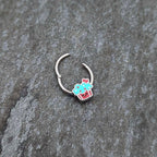 16G 3/8 Sweet Happy Cupcake Hinged Segment Ring