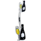 Champagne Bottle Flute Yellow Holiday Double Mount Belly Ring