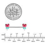 14G 9/16 Sweet Happy Heart Lollipop Barbell Nipple Ring Set