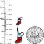 Merry Christmas Stockings Red Green Double Mount Belly Ring