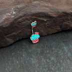Sydney Belle Girlfriend Collection Sweet Happy Cupcake Pink Blue Double Mount Belly Ring