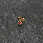 16G 1/4 Gold Tone Merry Christmas Santa Inlay Cartilage Earring